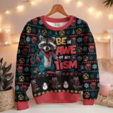 Hooktab Be In Awe Of My Tism Rocket Raccoon Ugly Christmas Sweater