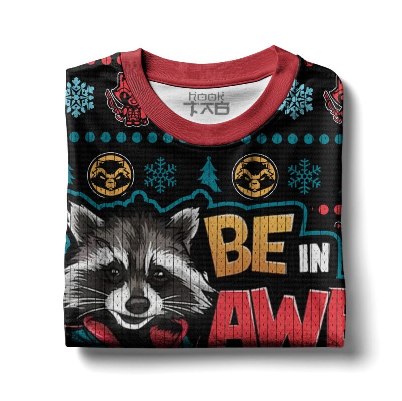Hooktab Be In Awe Of My Tism Rocket Raccoon Ugly Christmas Sweater Hooktab Be In Awe Of My Tism Rocket Raccoon Ugly Christmas Sweater