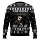 Hooktab Be Kind To Animals Or Jason Voorhees Will Kill You Ugly Christmas Sweater