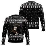 Hooktab Be Kind To Animals Or Jason Voorhees Will Kill You Ugly Christmas Sweater