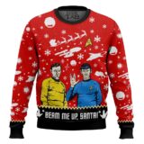 Hooktab Beam Me Up Santa Startrek Ugly Christmas Sweater