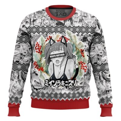 Hooktab Beastgirl Waifu Material Ahegao Ugly Christmas Sweater