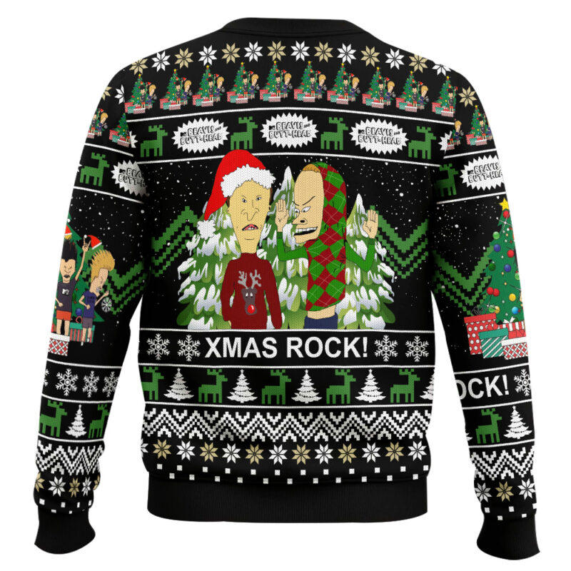 Hooktab Beavis And Butt-head Xmas Rock! Ugly Christmas Sweater Hooktab Beavis And Butt-head Xmas Rock! Ugly Christmas Sweater