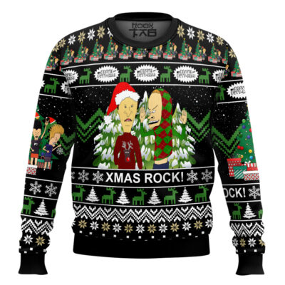 Hooktab Beavis And Butt-head Xmas Rock! Ugly Christmas Sweater
