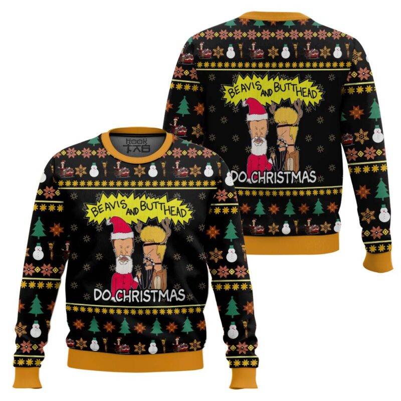 Hooktab Beavis And Butthead Do Ugly Christmas Sweater Hooktab Beavis And Butthead Do Ugly Christmas Sweater
