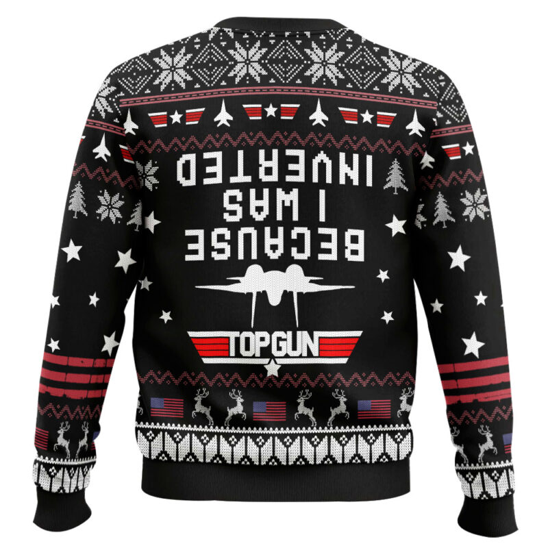 Hooktab Because I Was Inverted Top Gun Ugly Christmas Sweater Hooktab Because I Was Inverted Top Gun Ugly Christmas Sweater