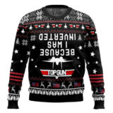 Hooktab Because I Was Inverted Top Gun Ugly Christmas Sweater