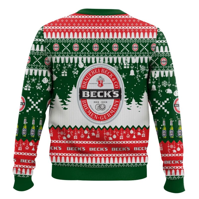 Hooktab Beck's German Beer Ugly Christmas Sweater Hooktab Beck's German Beer Ugly Christmas Sweater
