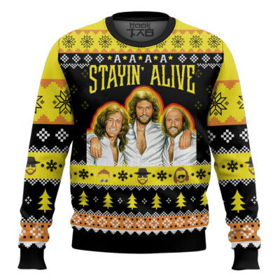 Hooktab Bee Gees Stayin' Alive Ugly Christmas Sweater