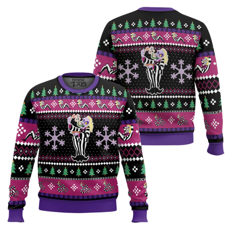 Hooktab Beetleguise Beetlejuice Ugly Christmas Sweater Hooktab Beetleguise Beetlejuice Ugly Christmas Sweater