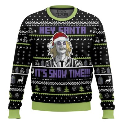 Hooktab Beetlejuice Hey Santa It Snowtime Ugly Christmas Sweater