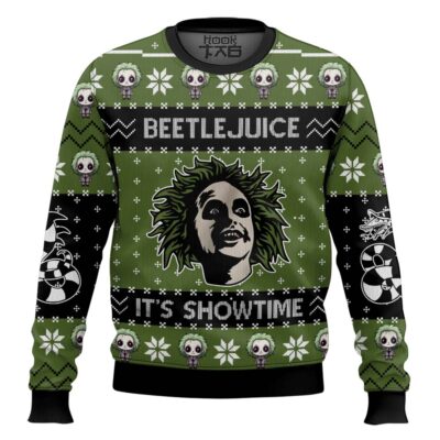 Hooktab Beetlejuice It's Showtime Ugly Christmas Sweater