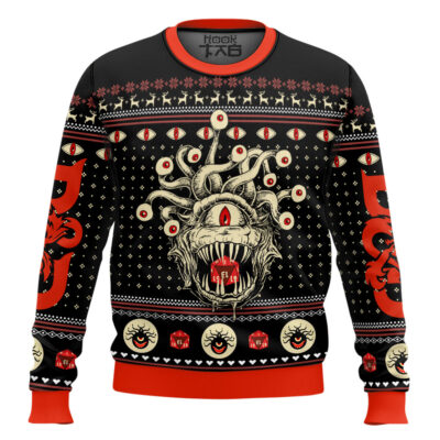 Hooktab Beholder Dungeons & Dragons Ugly Christmas Sweater
