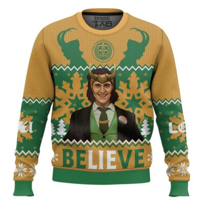 Hooktab Believe Loki Marvel Ugly Christmas Sweater