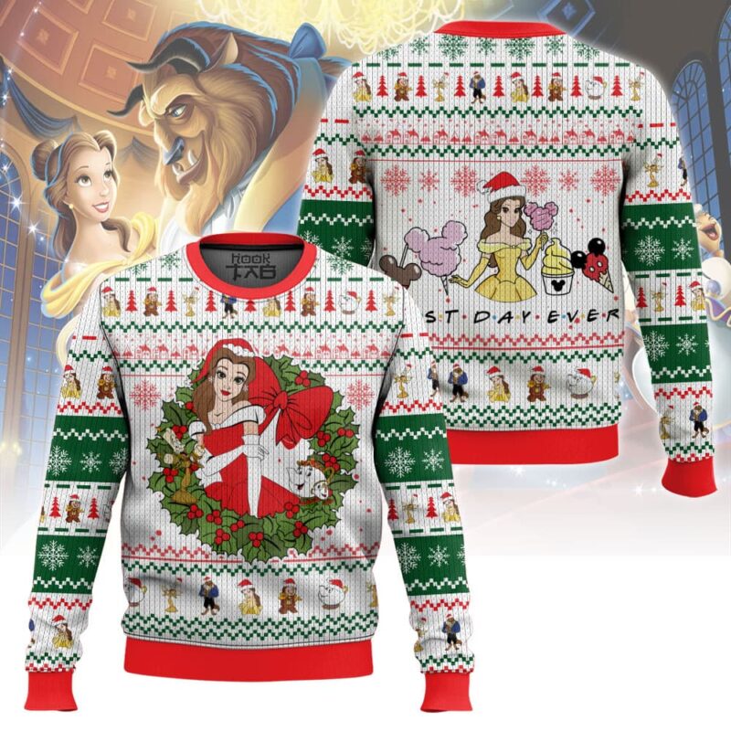 Hooktab Bella Beauty And The Beast Ugly Christmas Sweater Hooktab Bella Beauty And The Beast Ugly Christmas Sweater