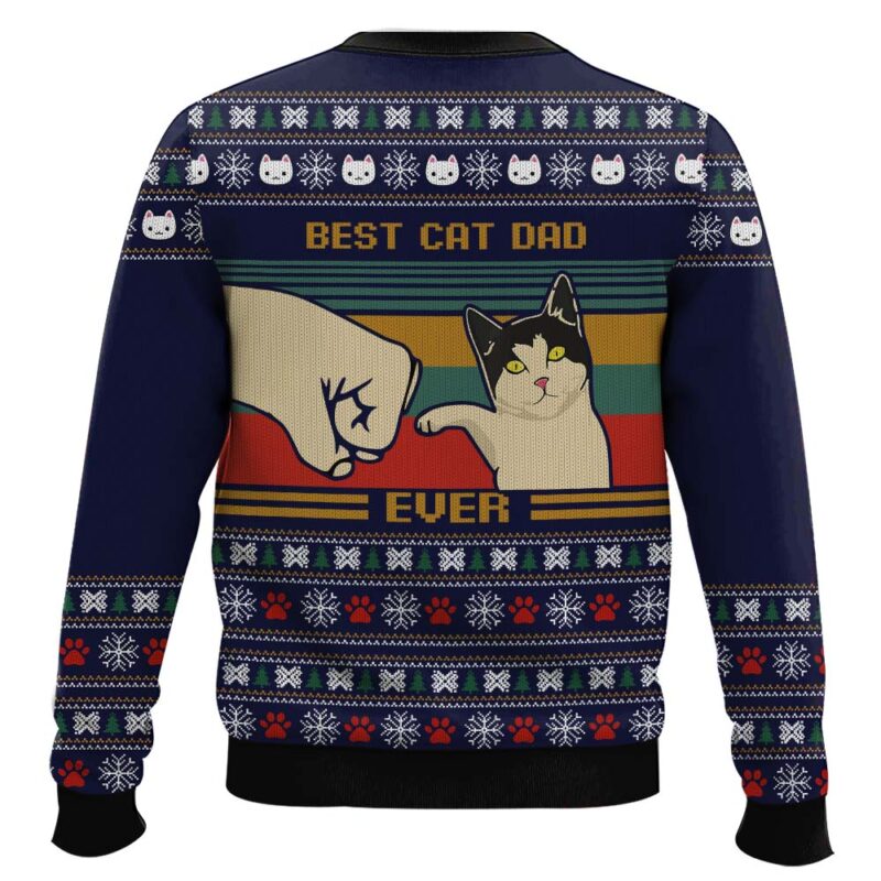 Hooktab Best Cat Dad Ever Ugly Christmas Sweater Hooktab Best Cat Dad Ever Ugly Christmas Sweater