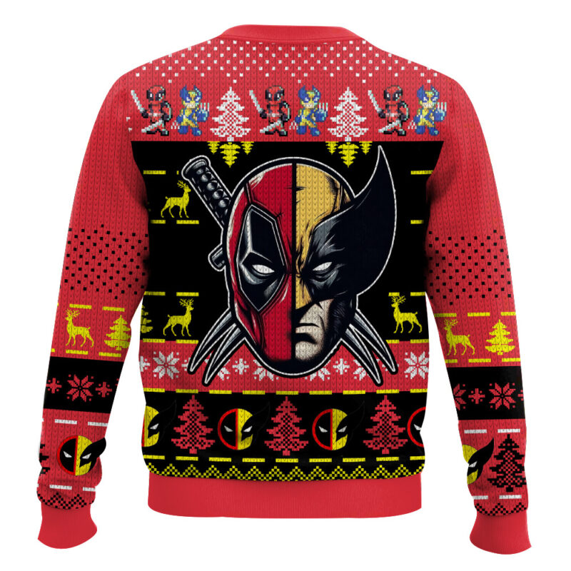 Hooktab Besties Deadpool & Wolverine Ugly Christmas Sweater Hooktab Besties Deadpool & Wolverine Ugly Christmas Sweater