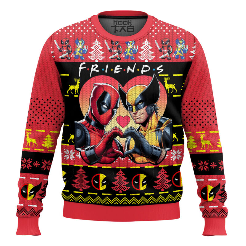 Hooktab Besties Deadpool & Wolverine Ugly Christmas Sweater