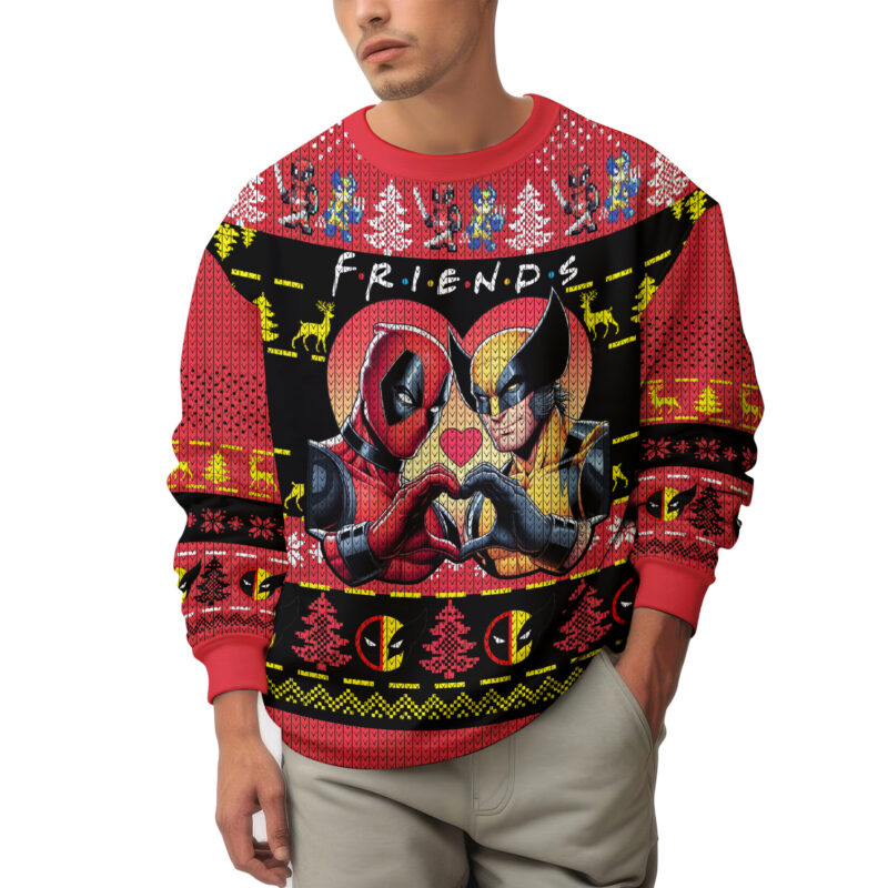 Hooktab Besties Deadpool & Wolverine Ugly Christmas Sweater Hooktab Besties Deadpool & Wolverine Ugly Christmas Sweater
