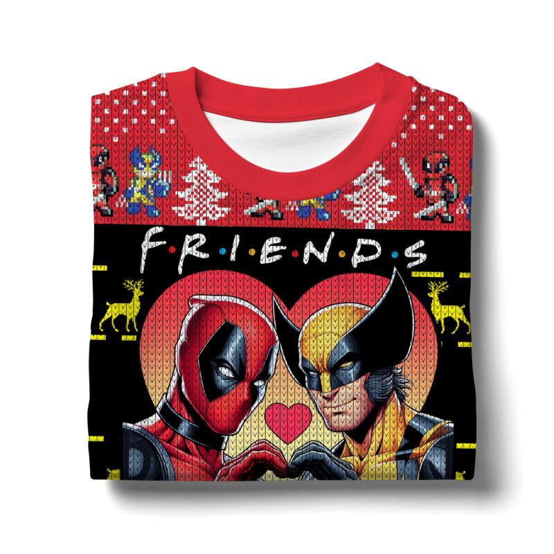 Hooktab Besties Deadpool & Wolverine Ugly Christmas Sweater Hooktab Besties Deadpool & Wolverine Ugly Christmas Sweater