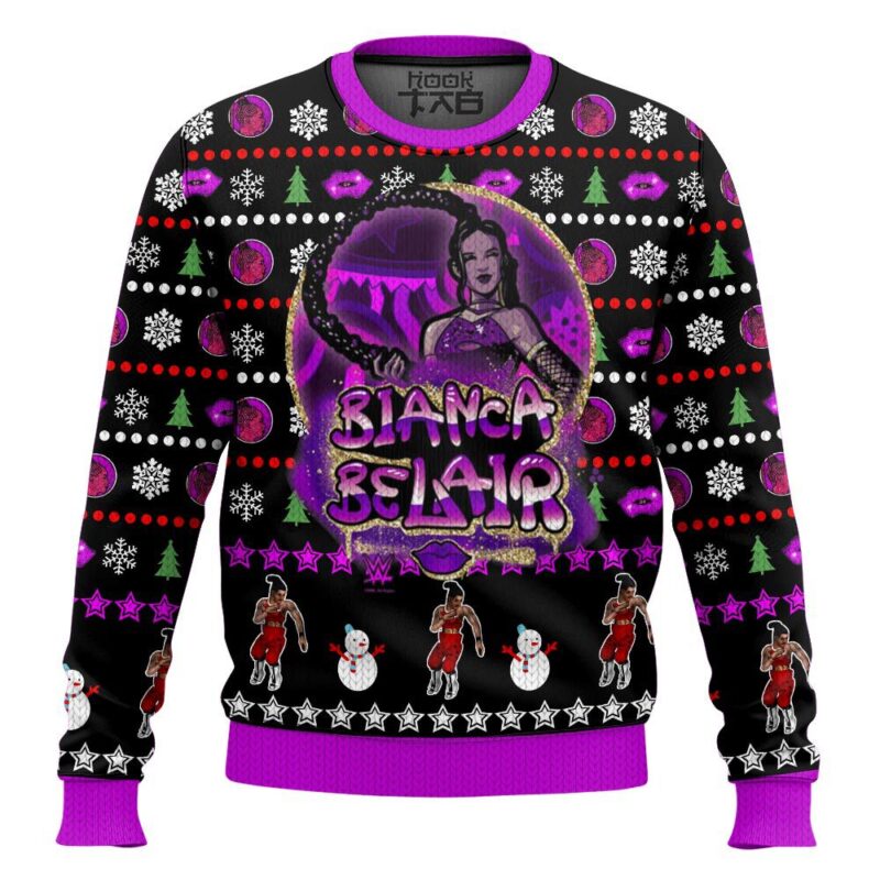 Hooktab Bianca Belair WWE Ugly Christmas Sweater
