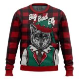 Hooktab Big Bad Wolf Elf Ugly Christmas Sweater