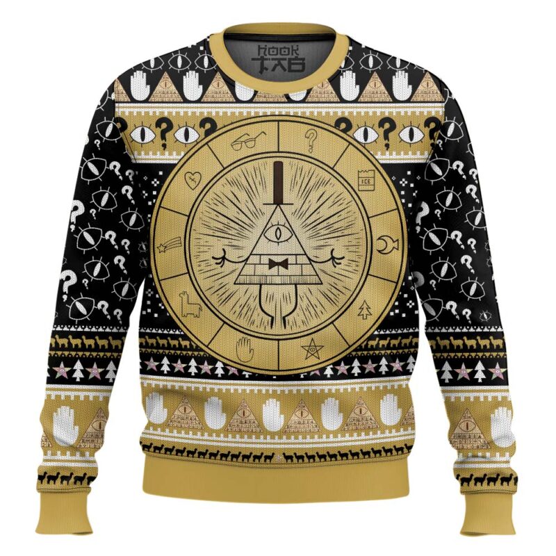 Hooktab Bill Cipher Gravity Falls Ugly Christmas Sweater