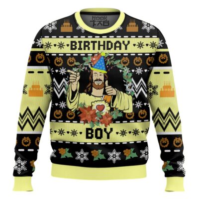 Hooktab Birthday Boy Jesus Ugly Christmas Sweater