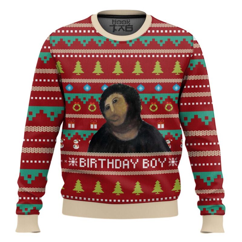 Hooktab Birthday Boy Potato Jesus Ugly Christmas Sweater