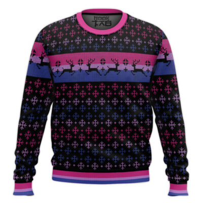 Hooktab Bisexual Pride Flag LGBT Support Ugly Christmas Sweater