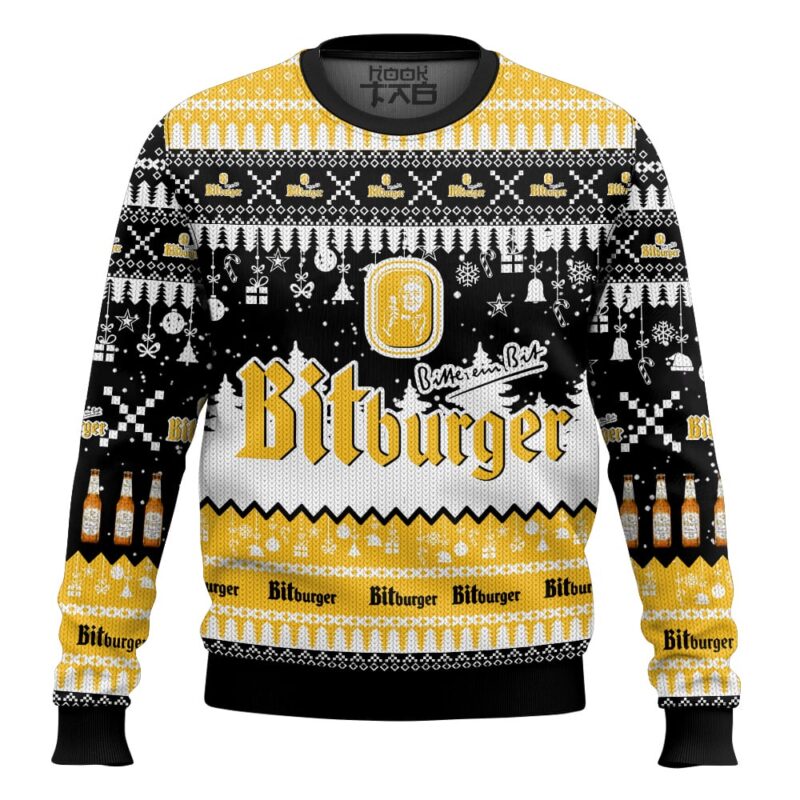Hooktab Bitburger German Beer Ugly Christmas Sweater
