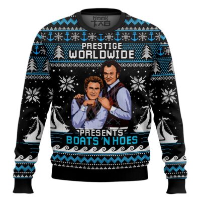Hooktab Black Boats 'N Hoes Step Brothers Ugly Christmas Sweater