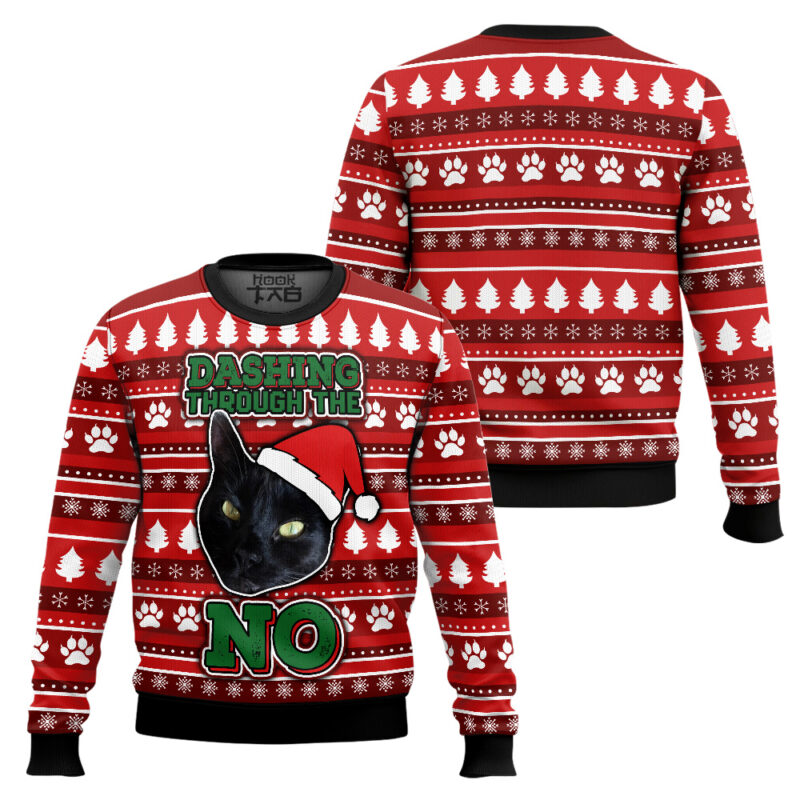 Hooktab Black Cat Dashing Through The No Ugly Christmas Sweater Hooktab Black Cat Dashing Through The No Ugly Christmas Sweater