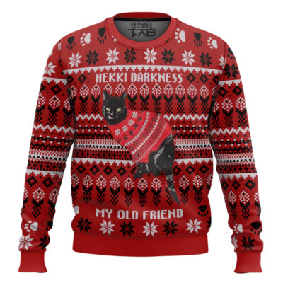 Hooktab Black Cat Hekki Darkness My Old Friend Ugly Christmas Sweater