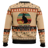 Hooktab Black Cat I Do What I Want Ugly Christmas Sweater