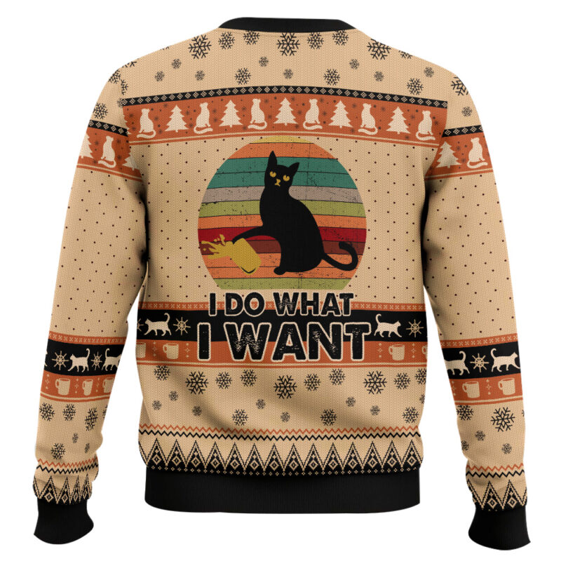 Hooktab Black Cat I Do What I Want Ugly Christmas Sweater Hooktab Black Cat I Do What I Want Ugly Christmas Sweater