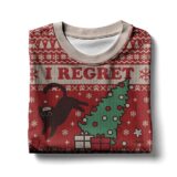 Hooktab Black Cat On The Naughty List And Regret Nothing Ugly Christmas Sweater