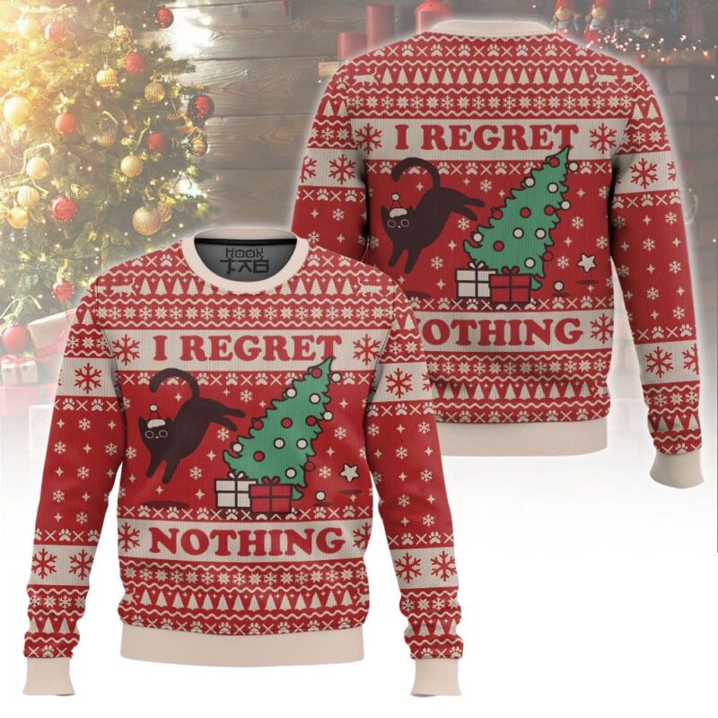 Hooktab Black Cat On The Naughty List And Regret Nothing Ugly Christmas Sweater Hooktab Black Cat On The Naughty List And Regret Nothing Ugly Christmas Sweater