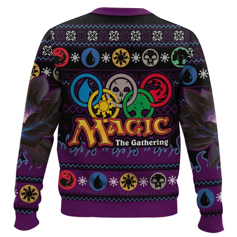 Hooktab Black Lotus Magic The Gathering Ugly Christmas Sweater Hooktab Black Lotus Magic The Gathering Ugly Christmas Sweater