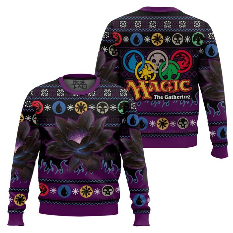 Hooktab Black Lotus Magic The Gathering Ugly Christmas Sweater Hooktab Black Lotus Magic The Gathering Ugly Christmas Sweater