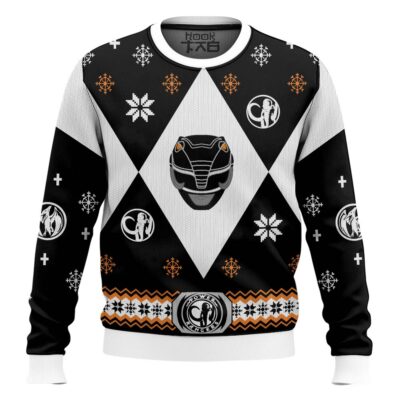 Hooktab Black Ranger Mighty Morphin Power Ranger Ugly Christmas Sweater