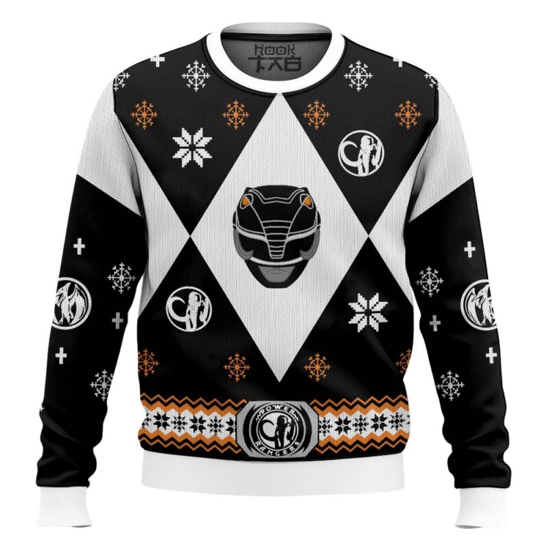 Hooktab Black Ranger Mighty Morphin Power Ranger Ugly Christmas Sweater