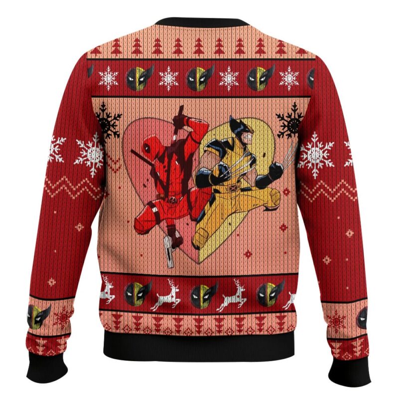 Hooktab Blood Dance Deadpool & Wolverine Ugly Christmas Sweater Hooktab Blood Dance Deadpool & Wolverine Ugly Christmas Sweater