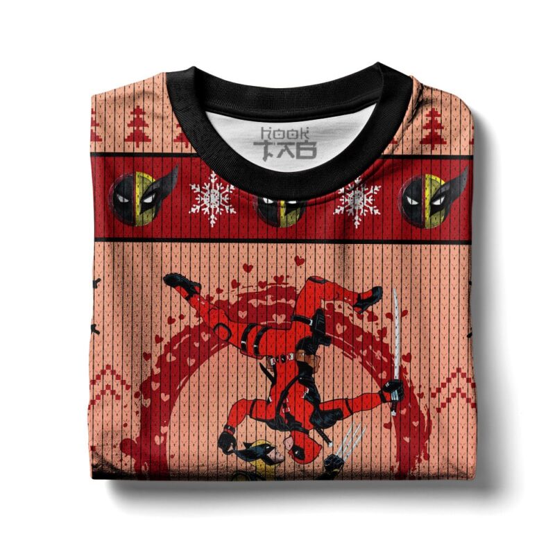 Hooktab Blood Dance Deadpool & Wolverine Ugly Christmas Sweater Hooktab Blood Dance Deadpool & Wolverine Ugly Christmas Sweater