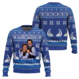 Hooktab Blue Boats 'N Hoes Step Brothers Ugly Christmas Sweater