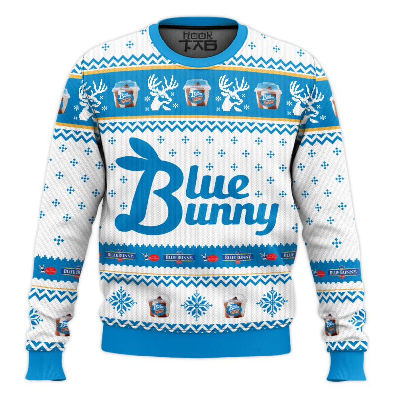 Hooktab Blue Bunny Ugly Christmas Sweater
