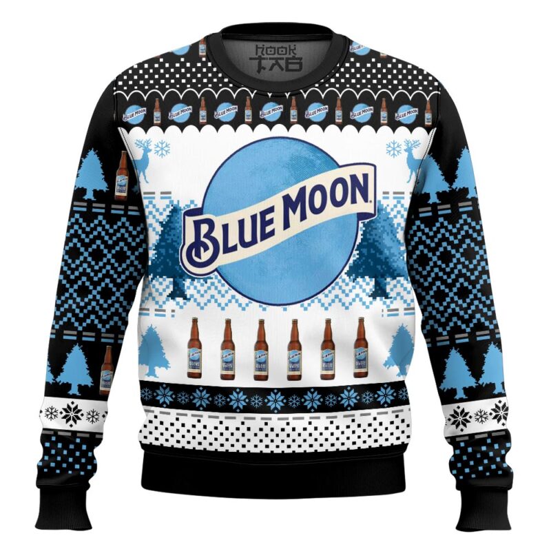 Hooktab Blue Moon Belgian White Ugly Christmas Sweater
