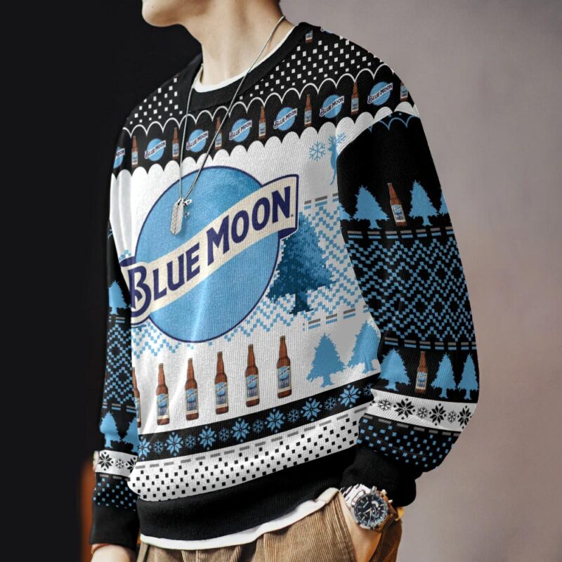 Hooktab Blue Moon Belgian White Ugly Christmas Sweater Hooktab Blue Moon Belgian White Ugly Christmas Sweater