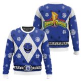 Hooktab Blue Power Rangers Ugly Christmas Sweater