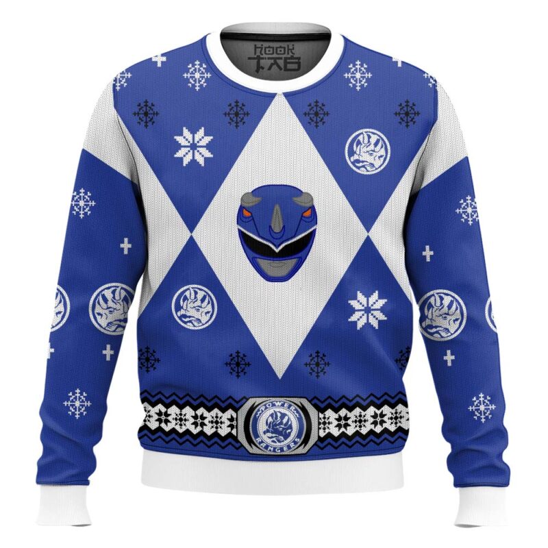Hooktab Blue Power Rangers Ugly Christmas Sweater